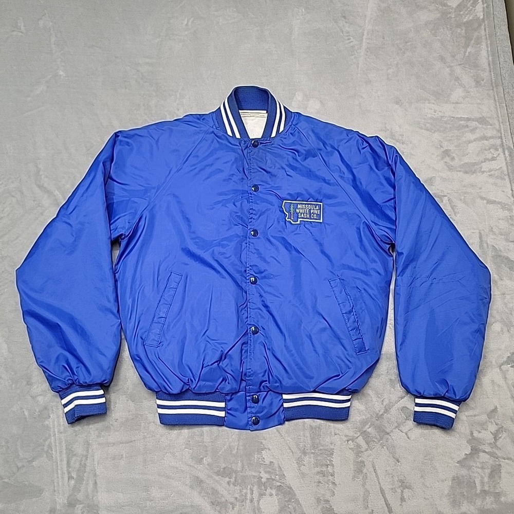 VTG K-Brand Jacket Mens L Blue Missoula White Pine Sash Co Bomber Made In USA